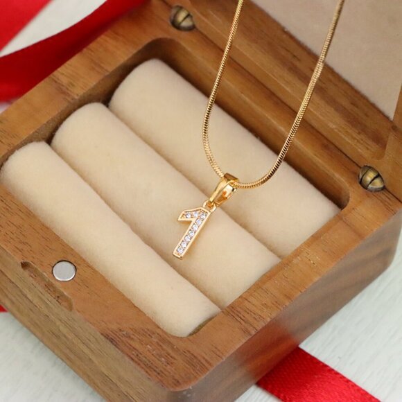 "Rose Gold Number 1 Pendant with Crystals – 18K Gold Plated Charm, XPPT1341 - Picture 2 of 13